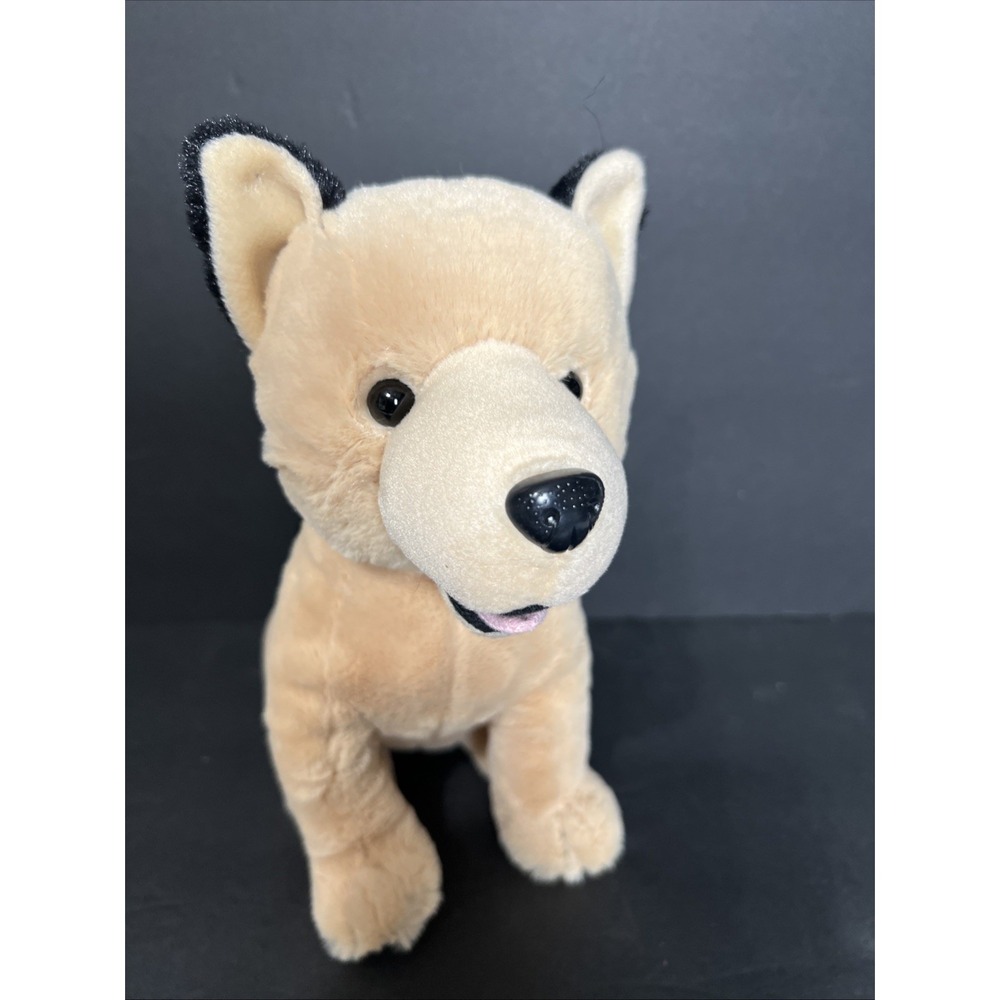 Goffa Stuffed Animal Plush Wolf Dog black Eyes Brown & Black  '10' Sample